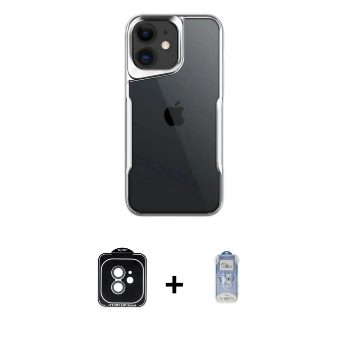 MARSİLYAN™- iPhone 11 Kılıf Akış Çizgi Koleksiyonu - Siyah Joko Magic 5D Cam + PVD Metal Kamera Lens - YL