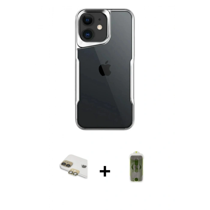 MARSİLYAN™- iPhone 11 Kılıf Akış Çizgi Koleksiyonu - Siyah Joko Magic 5D Hayalet Cam + Pers Alüminyum Kamera Lens - GD