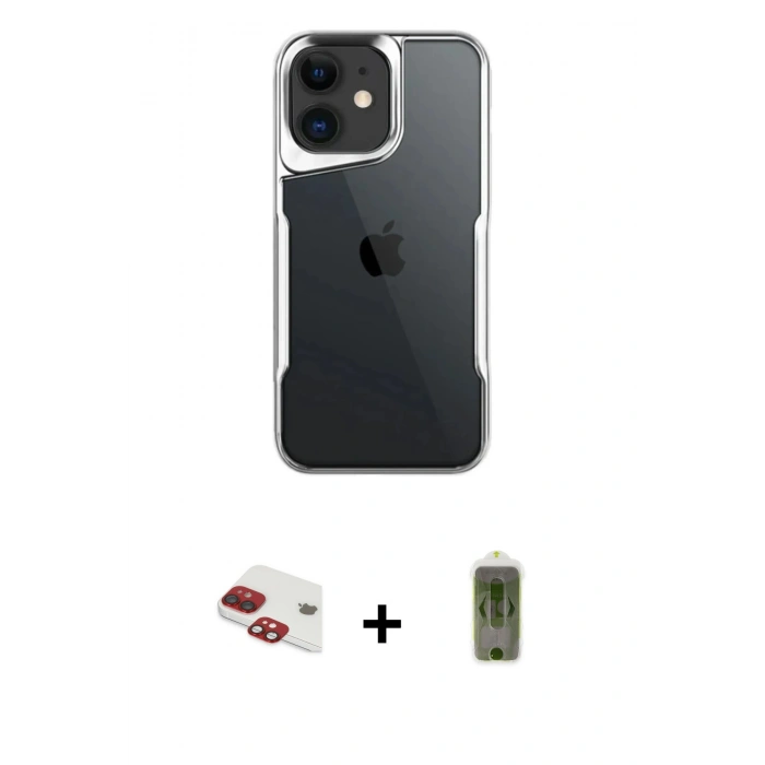 MARSİLYAN™- iPhone 11 Kılıf Akış Çizgi Koleksiyonu - Siyah Joko Magic 5D Hayalet Cam + Pers Alüminyum Kamera Lens - KI