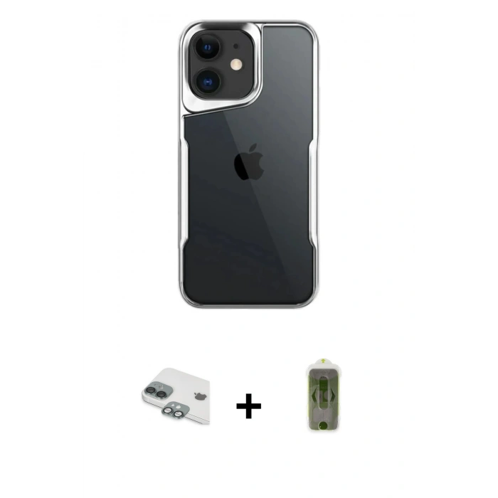 MARSİLYAN™- iPhone 11 Kılıf Akış Çizgi Koleksiyonu - Siyah Joko Magic 5D Hayalet Cam + Pers Alüminyum Kamera Lens - YL
