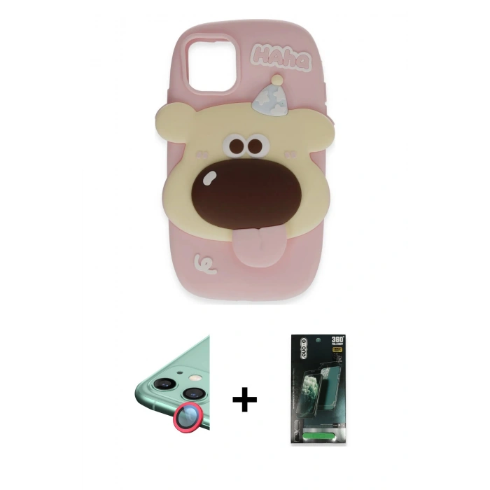 MARSİLYAN™- iPhone 11 Kılıf Akış Yansıma - Şeffaf 360 Full Body Arka Koruyucu + Raze Metal Kamera Lens - KI