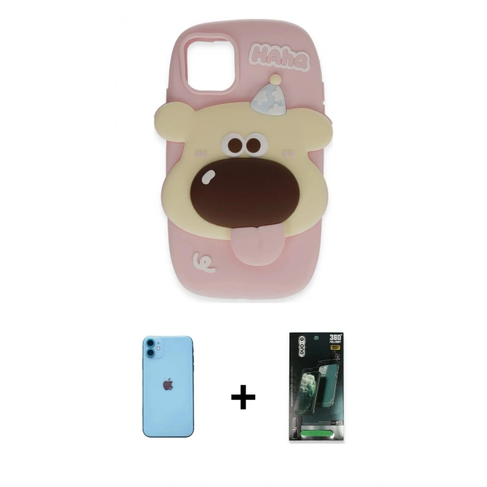 MARSİLYAN™- iPhone 11 Kılıf Akış Yansıma - Şeffaf 360 Full Body Arka Koruyucu + Neon Fosforlu Kamera Lens - MI