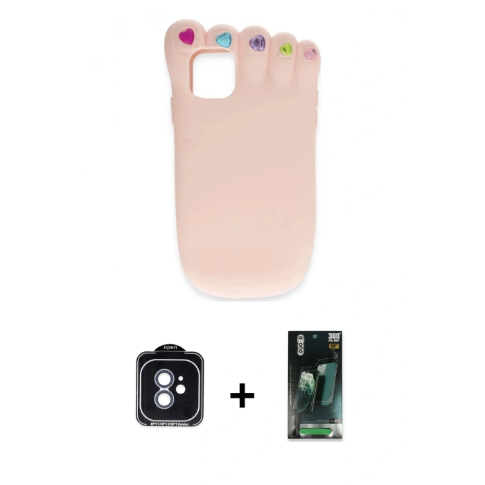 MARSİLYAN™- iPhone 11 Kılıf Akış Yansıma - Şeffaf 360 Full Body Arka Koruyucu + PVD Metal Kamera Lens - MI