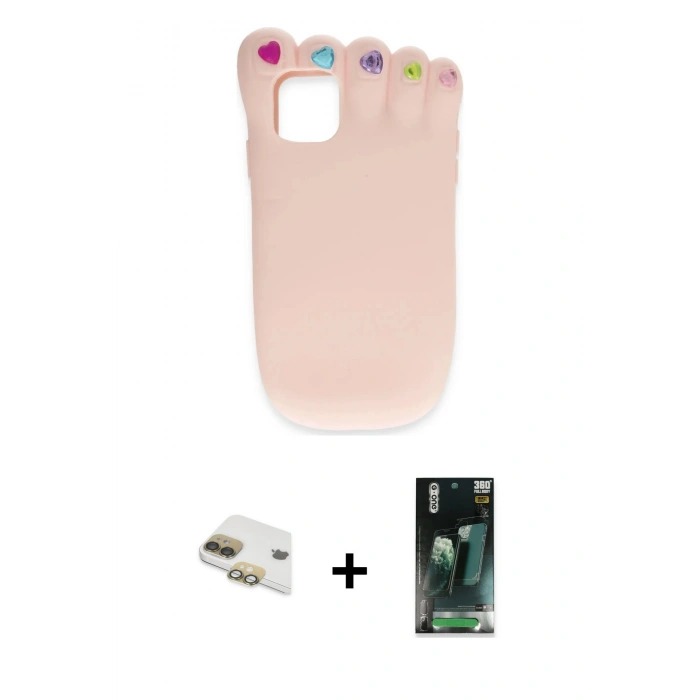 MARSİLYAN™- iPhone 11 Kılıf Akış Yansıma - Şeffaf 360 Full Body Arka Koruyucu + Pers Alüminyum Kamera Lens - GD