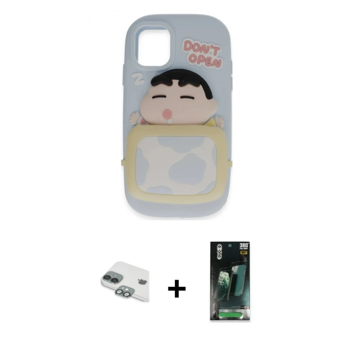 MARSİLYAN™- iPhone 11 Kılıf Akış Yansıma - Şeffaf 360 Full Body Arka Koruyucu + Pers Alüminyum Kamera Lens - YL