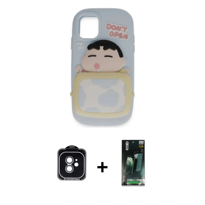 MARSİLYAN™- iPhone 11 Kılıf Akış Yansıma - Şeffaf 360 Full Body Arka Koruyucu + PVD Metal Kamera Lens - YL