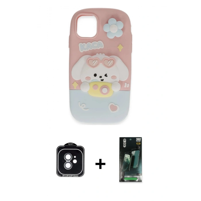 MARSİLYAN™- iPhone 11 Kılıf Akış Yansıma - Şeffaf 360 Full Body Arka Koruyucu + PVD Metal Kamera Lens - YL