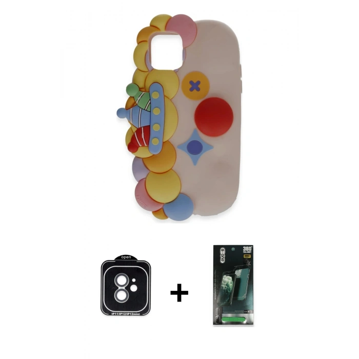 MARSİLYAN™- iPhone 11 Kılıf Akış Yansıma - Şeffaf 360 Full Body Arka Koruyucu + PVD Metal Kamera Lens - YL