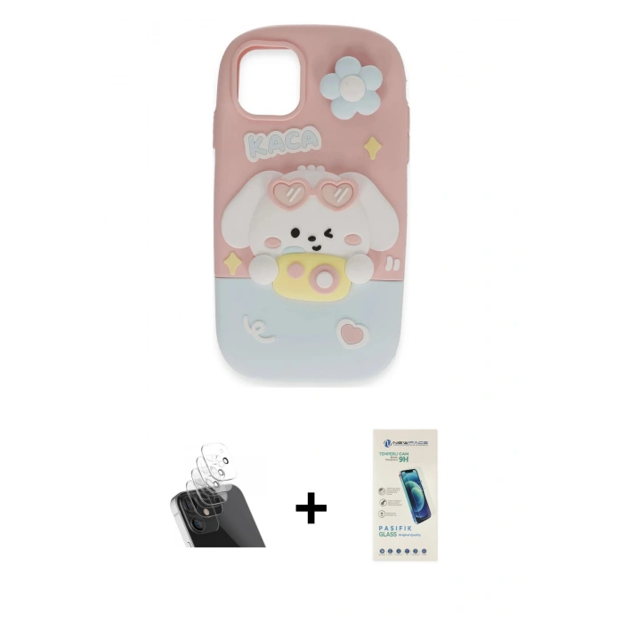 MARSİLYAN™- iPhone 11 Kılıf Akış Yansıma - Şeffaf Pasifik Cam Ekran Koruyucu + Kamera Lens Koruma Cam - SF
