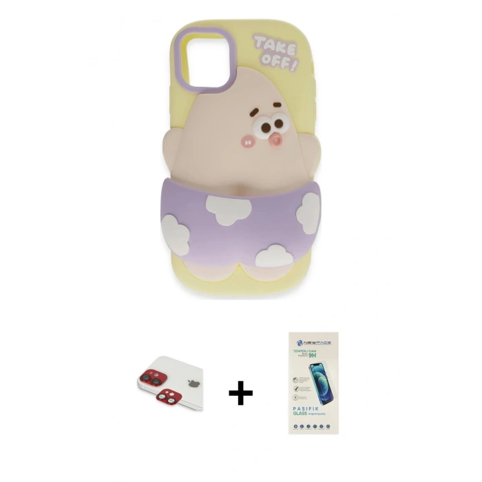 MARSİLYAN™- iPhone 11 Kılıf Akış Yansıma - Şeffaf Pasifik Cam Ekran Koruyucu + Pers Alüminyum Kamera Lens - KI