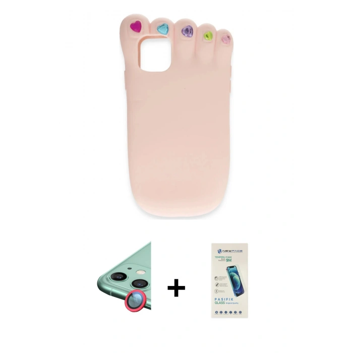 MARSİLYAN™- iPhone 11 Kılıf Akış Yansıma - Şeffaf Pasifik Cam Ekran Koruyucu + Raze Metal Kamera Lens - KI