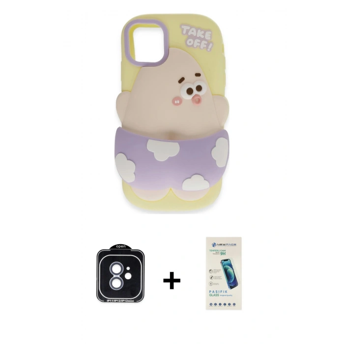 MARSİLYAN™- iPhone 11 Kılıf Akış Yansıma - Şeffaf Pasifik Cam Ekran Koruyucu + PVD Metal Kamera Lens - MI