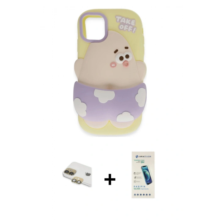 MARSİLYAN™- iPhone 11 Kılıf Akış Yansıma - Şeffaf Pasifik Cam Ekran Koruyucu + Pers Alüminyum Kamera Lens - GD