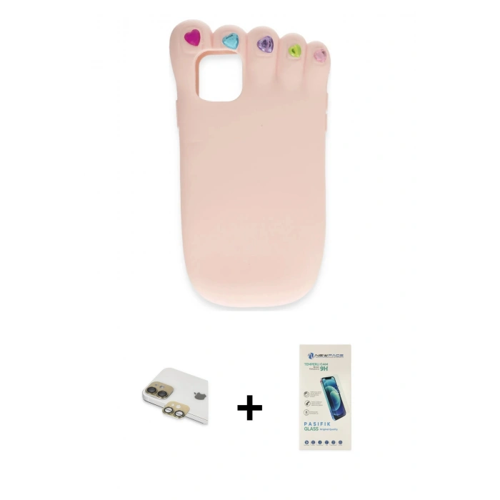 MARSİLYAN™- iPhone 11 Kılıf Akış Yansıma - Şeffaf Pasifik Cam Ekran Koruyucu + Pers Alüminyum Kamera Lens - GD