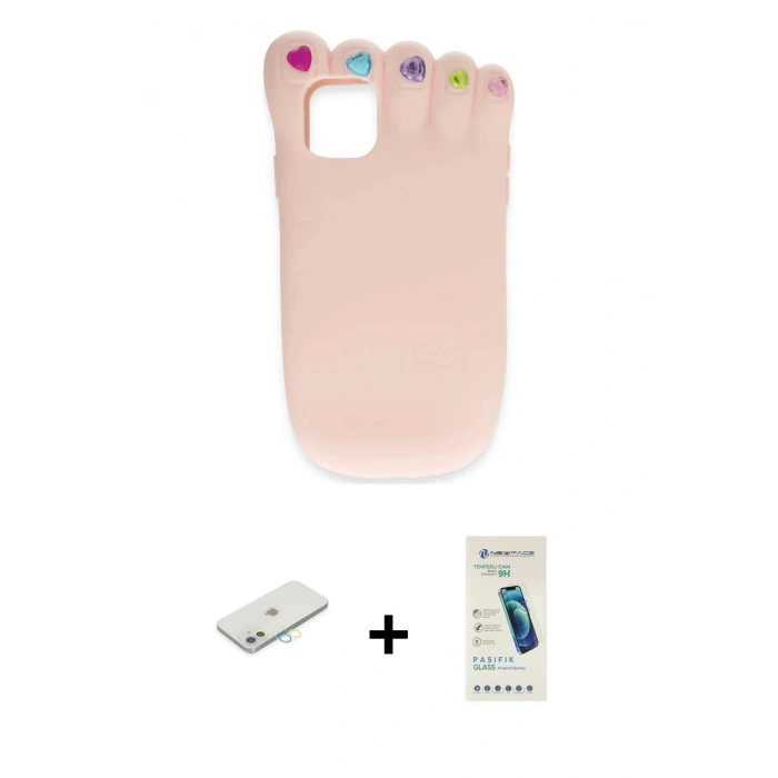 MARSİLYAN™- iPhone 11 Kılıf Akış Yansıma - Şeffaf Pasifik Cam Ekran Koruyucu + Renkli Kamera Lens Koruma Cam - SI
