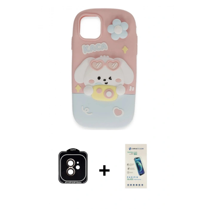 MARSİLYAN™- iPhone 11 Kılıf Akış Yansıma - Şeffaf Pasifik Cam Ekran Koruyucu + Turuncu PVD Metal Kamera Lens