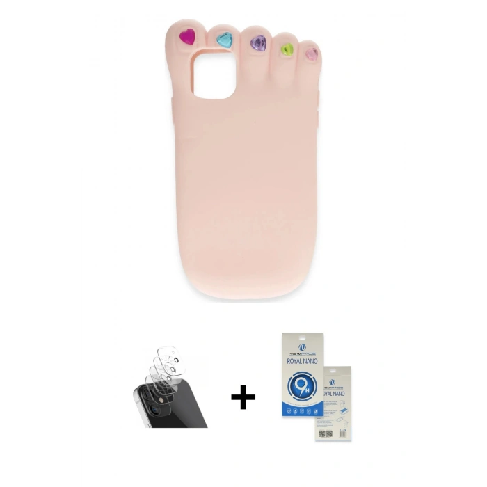MARSİLYAN™- iPhone 11 Kılıf Akış Yansıma - Şeffaf Royal Nano Ekran Koruyucu + Kamera Lens Koruma Cam - SF