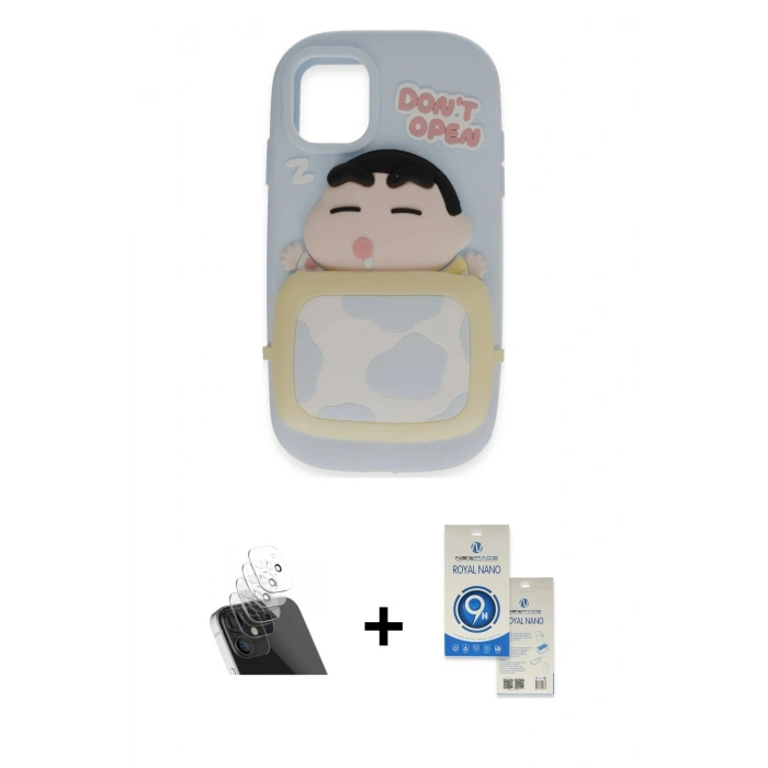 MARSİLYAN™- iPhone 11 Kılıf Akış Yansıma - Şeffaf Royal Nano Ekran Koruyucu + Kamera Lens Koruma Cam - SF
