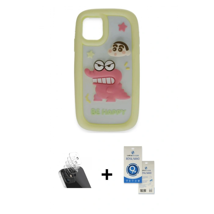 MARSİLYAN™- iPhone 11 Kılıf Akış Yansıma - Şeffaf Royal Nano Ekran Koruyucu + Kamera Lens Koruma Cam - SF