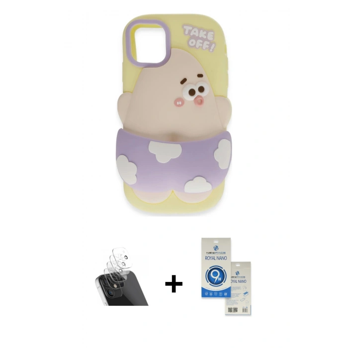 MARSİLYAN™- iPhone 11 Kılıf Akış Yansıma - Şeffaf Royal Nano Ekran Koruyucu + Kamera Lens Koruma Cam - SF