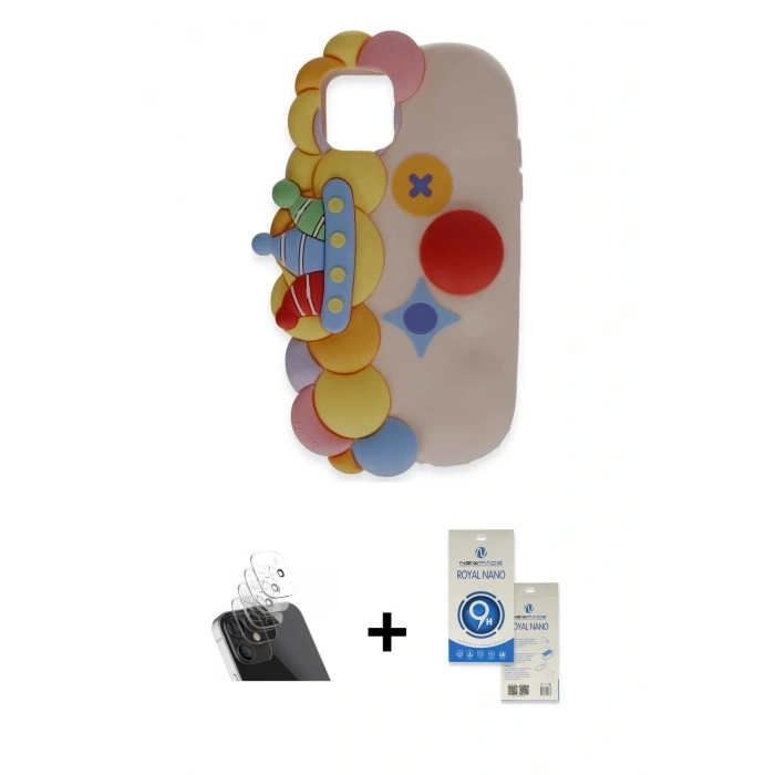 MARSİLYAN™- iPhone 11 Kılıf Akış Yansıma - Şeffaf Royal Nano Ekran Koruyucu + Kamera Lens Koruma Cam - SF
