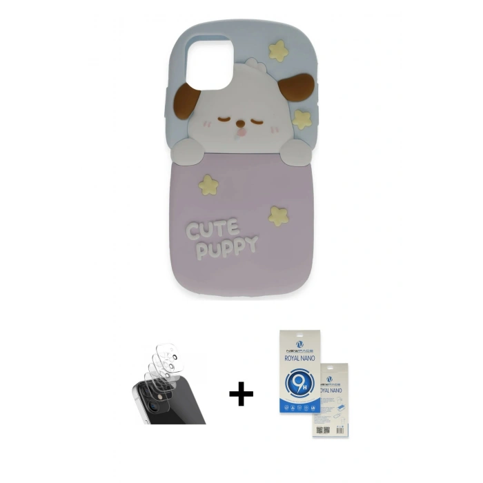 MARSİLYAN™- iPhone 11 Kılıf Akış Yansıma - Şeffaf Royal Nano Ekran Koruyucu + Kamera Lens Koruma Cam - SF