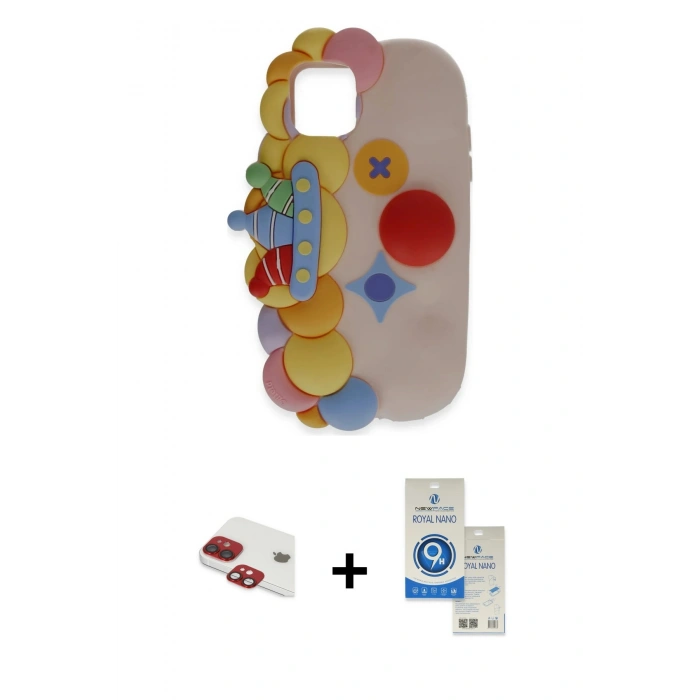 MARSİLYAN™- iPhone 11 Kılıf Akış Yansıma - Şeffaf Royal Nano Ekran Koruyucu + Pers Alüminyum Kamera Lens - KI