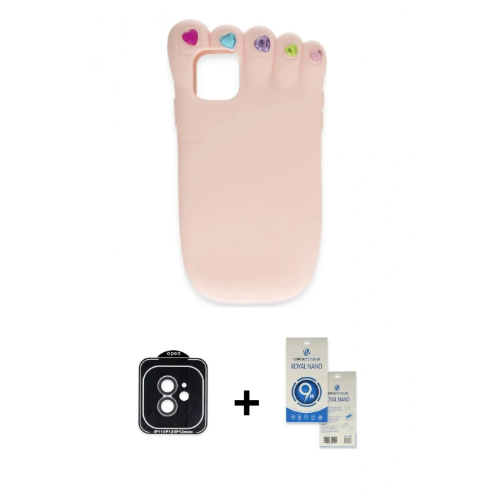 MARSİLYAN™- iPhone 11 Kılıf Akış Yansıma - Şeffaf Royal Nano Ekran Koruyucu + PVD Metal Kamera Lens - SH