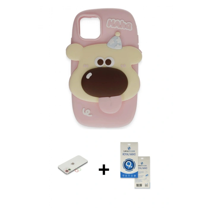 MARSİLYAN™- iPhone 11 Kılıf Akış Yansıma - Şeffaf Royal Nano Ekran Koruyucu + Renkli Kamera Lens Koruma Cam - YL