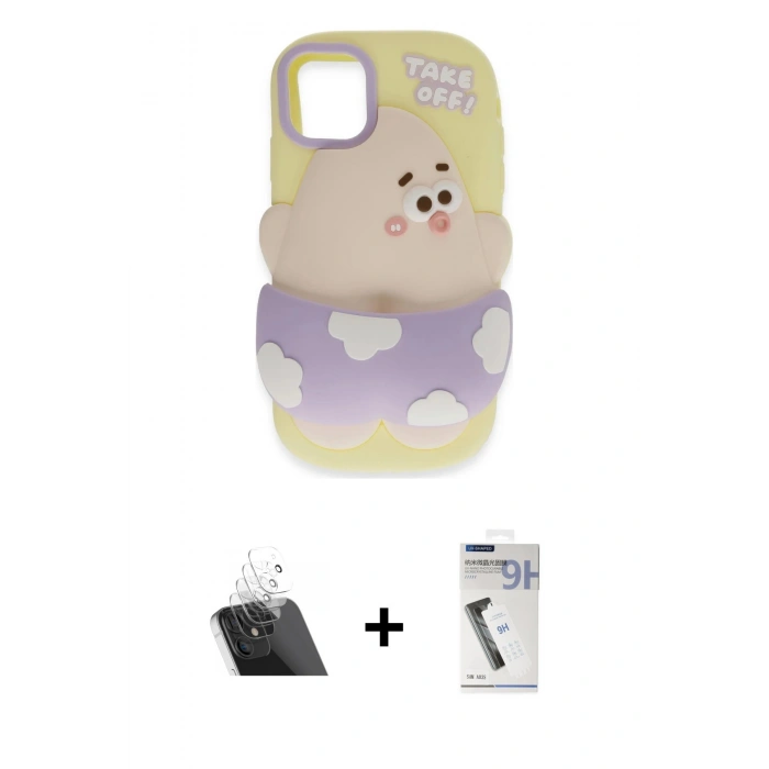 MARSİLYAN™- iPhone 11 Kılıf Akış Yansıma - Şeffaf Uv Polymer Nano Ekran Koruyucu + Kamera Lens Koruma Cam - SF