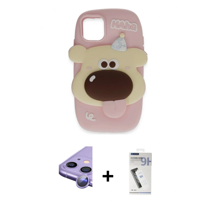 MARSİLYAN™- iPhone 11 Kılıf Akış Yansıma - Şeffaf Uv Polymer Nano Ekran Koruyucu + Mor Raze Metal Kamera Lens