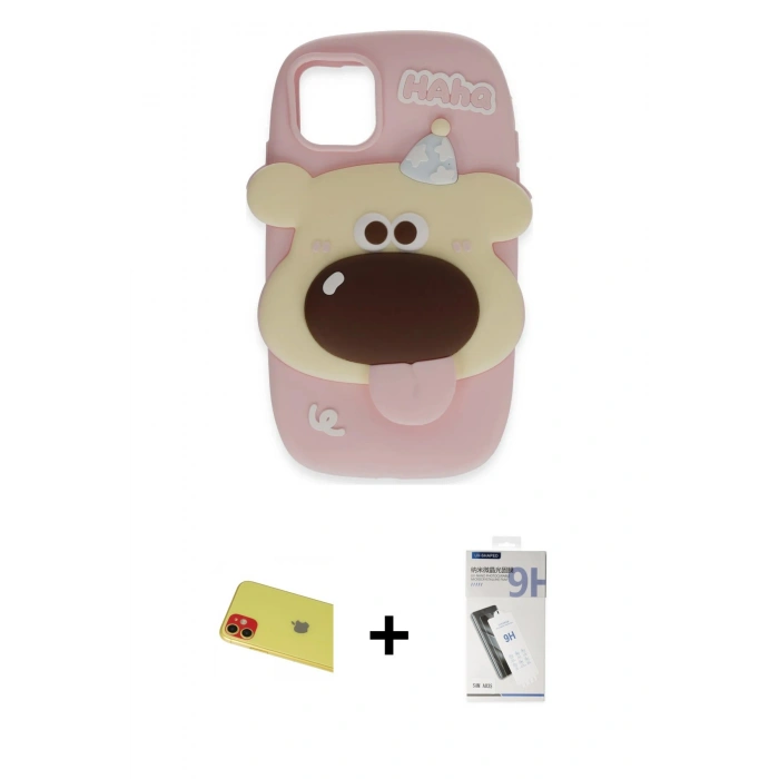 MARSİLYAN™- iPhone 11 Kılıf Akış Yansıma - Şeffaf Uv Polymer Nano Ekran Koruyucu + Rainbow Kamera Lens Koruma Cam - KI