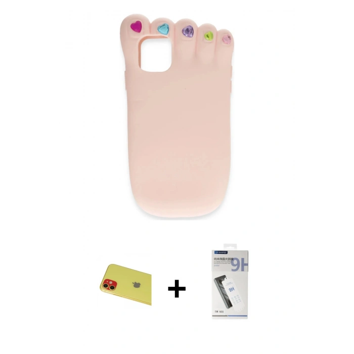 MARSİLYAN™- iPhone 11 Kılıf Akış Yansıma - Şeffaf Uv Polymer Nano Ekran Koruyucu + Rainbow Kamera Lens Koruma Cam - KI
