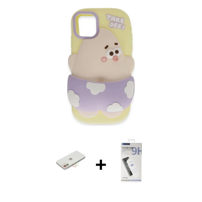 MARSİLYAN™- iPhone 11 Kılıf Akış Yansıma - Şeffaf Uv Polymer Nano Ekran Koruyucu + Renkli Kamera Lens Koruma Cam - YL