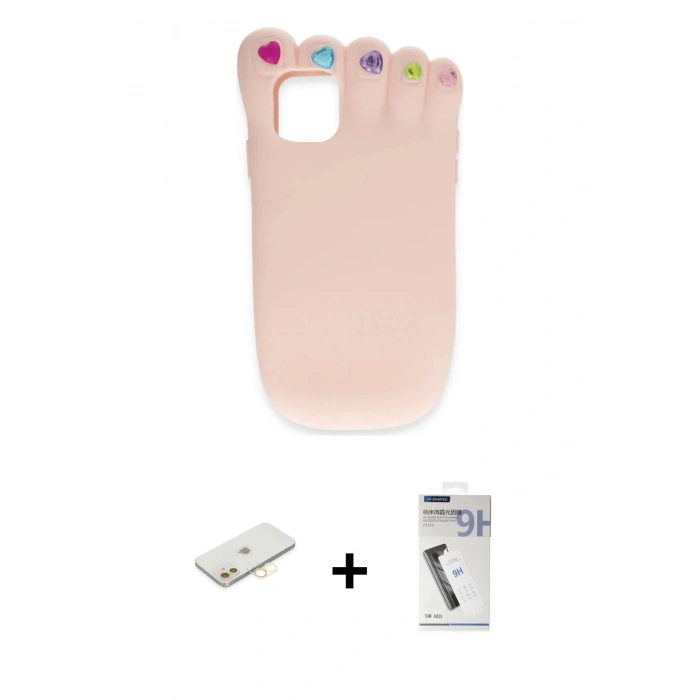 MARSİLYAN™- iPhone 11 Kılıf Akış Yansıma - Şeffaf Uv Polymer Nano Ekran Koruyucu + Renkli Kamera Lens Koruma Cam - SI