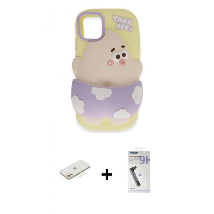 MARSİLYAN™- iPhone 11 Kılıf Akış Yansıma - Şeffaf Uv Polymer Nano Ekran Koruyucu + Renkli Kamera Lens Koruma Cam - SI