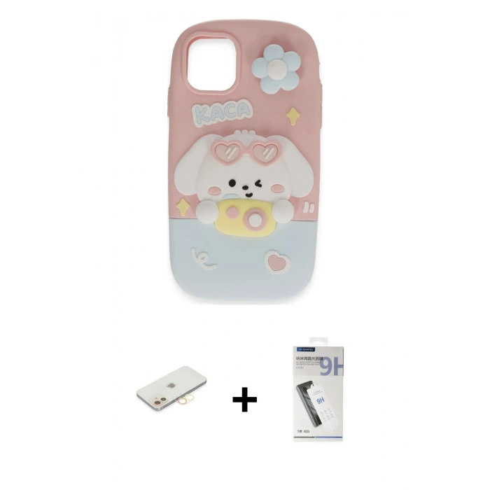 MARSİLYAN™- iPhone 11 Kılıf Akış Yansıma - Şeffaf Uv Polymer Nano Ekran Koruyucu + Renkli Kamera Lens Koruma Cam - SI