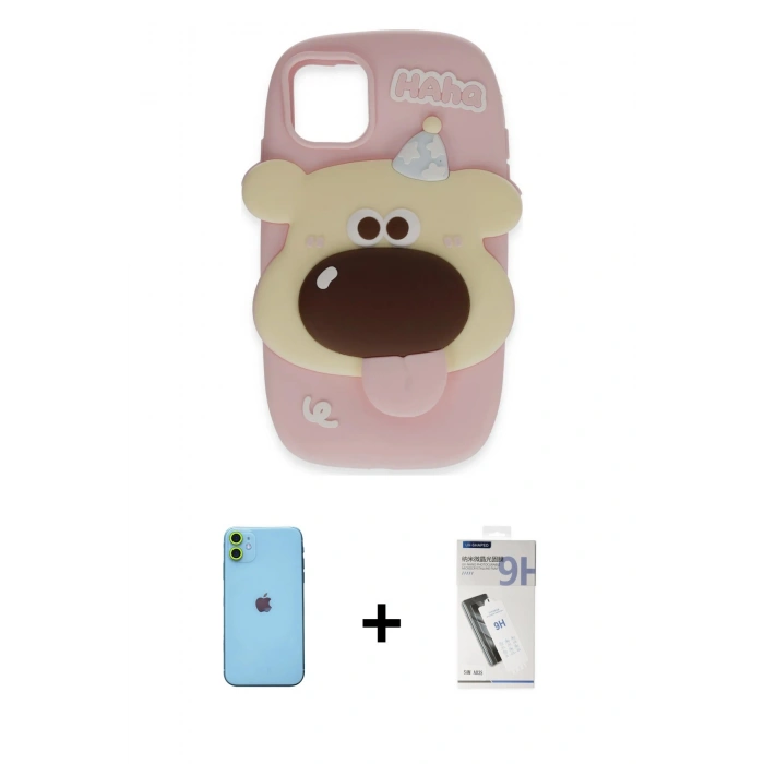 MARSİLYAN™- iPhone 11 Kılıf Akış Yansıma - Şeffaf Uv Polymer Nano Ekran Koruyucu + Neon Fosforlu Kamera Lens - YL
