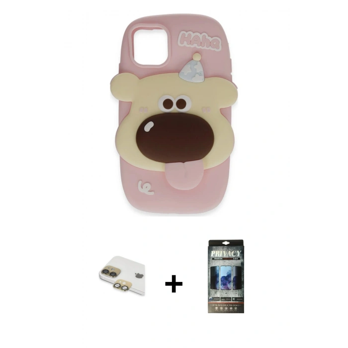 MARSİLYAN™- iPhone 11 Kılıf Akış Yansıma - Siyah 34D Hayalet Izgaralı Cam + Pers Alüminyum Kamera Lens - GD