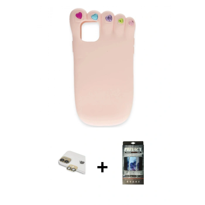 MARSİLYAN™- iPhone 11 Kılıf Akış Yansıma - Siyah 34D Hayalet Izgaralı Cam + Pers Alüminyum Kamera Lens - GD