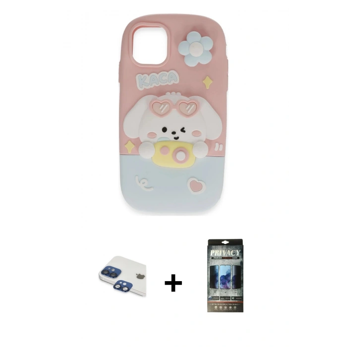 MARSİLYAN™- iPhone 11 Kılıf Akış Yansıma - Siyah 34D Hayalet Izgaralı Cam + Pers Alüminyum Kamera Lens - LT