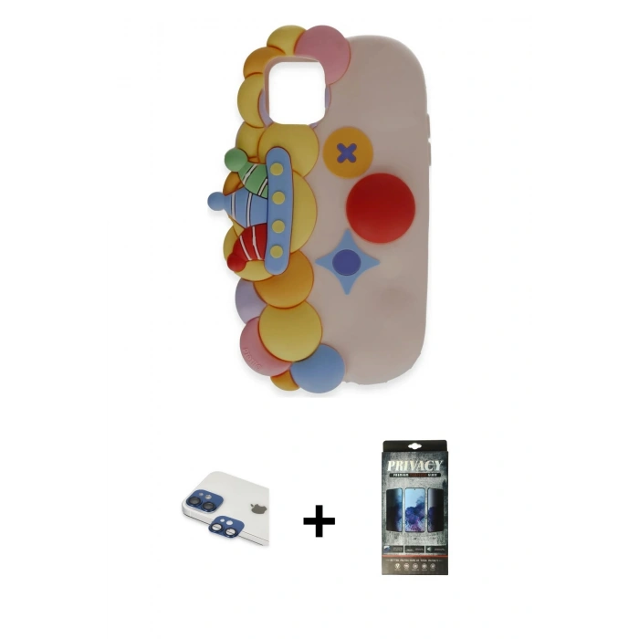 MARSİLYAN™- iPhone 11 Kılıf Akış Yansıma - Siyah 34D Hayalet Izgaralı Cam + Pers Alüminyum Kamera Lens - LT