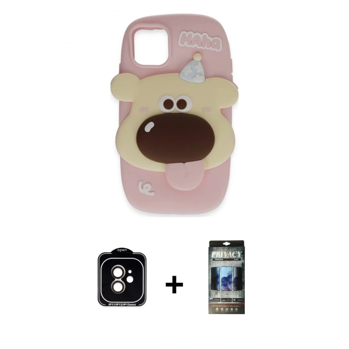 MARSİLYAN™- iPhone 11 Kılıf Akış Yansıma - Siyah 34D Hayalet Izgaralı Cam + PVD Metal Kamera Lens - TU