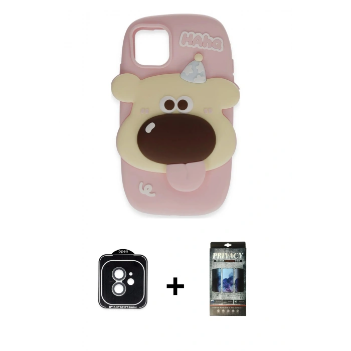 MARSİLYAN™- iPhone 11 Kılıf Akış Yansıma - Siyah 34D Hayalet Izgaralı Cam + PVD Metal Kamera Lens - YL