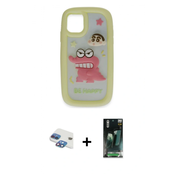 MARSİLYAN™- iPhone 11 Kılıf Akış Yansıma - Siyah 360 Mat Full Body Arka Koruyucu + Pers Alüminyum Kamera Lens - GI