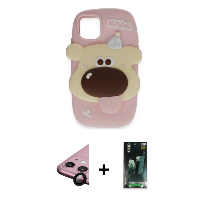MARSİLYAN™- iPhone 11 Kılıf Akış Yansıma - Siyah 360 Mat Full Body Arka Koruyucu + Raze Metal Kamera Lens - SH