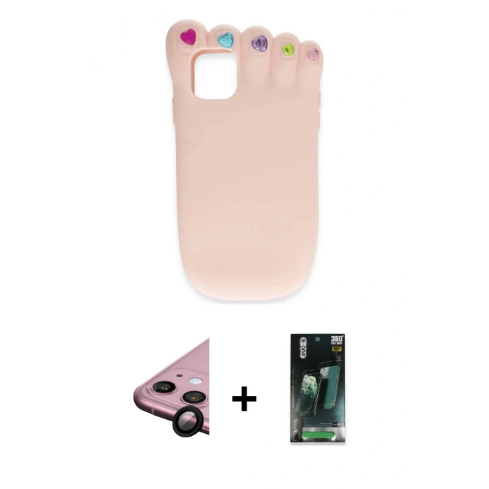 MARSİLYAN™- iPhone 11 Kılıf Akış Yansıma - Siyah 360 Mat Full Body Arka Koruyucu + Raze Metal Kamera Lens - SH
