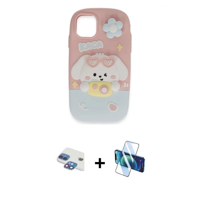 MARSİLYAN™- iPhone 11 Kılıf Akış Yansıma - Siyah 3D Antistatik Cam Ekran Koruyucu + Pers Alüminyum Kamera Lens - GI