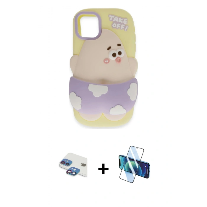 MARSİLYAN™- iPhone 11 Kılıf Akış Yansıma - Siyah 3D Antistatik Cam Ekran Koruyucu + Pers Alüminyum Kamera Lens - GI