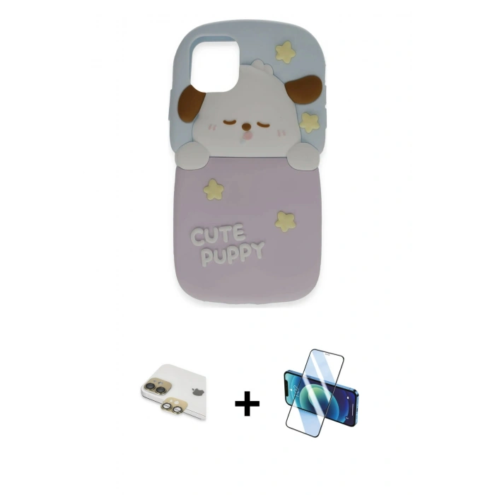MARSİLYAN™- iPhone 11 Kılıf Akış Yansıma - Siyah 3D Antistatik Cam Ekran Koruyucu + Pers Alüminyum Kamera Lens - GD